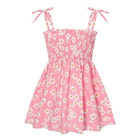 

Tking Fashion Toddler Baby Girl Dresses Casual Sleeveless Straps Cute Floral Sundress Pink 130