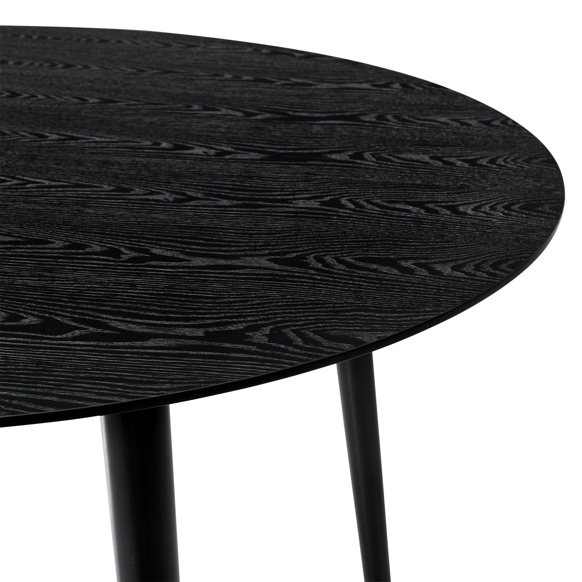 Arcadia and Juno 48" Round Charcoal and Black Wood 5 Piece Dining Set