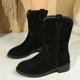 thumbnail image 6 of Viluyesy Womens Comfort Boots, Wide Calf Low Heels Round Toe Fall Winter Retro Suede Boots Black US6.5, 6 of 9