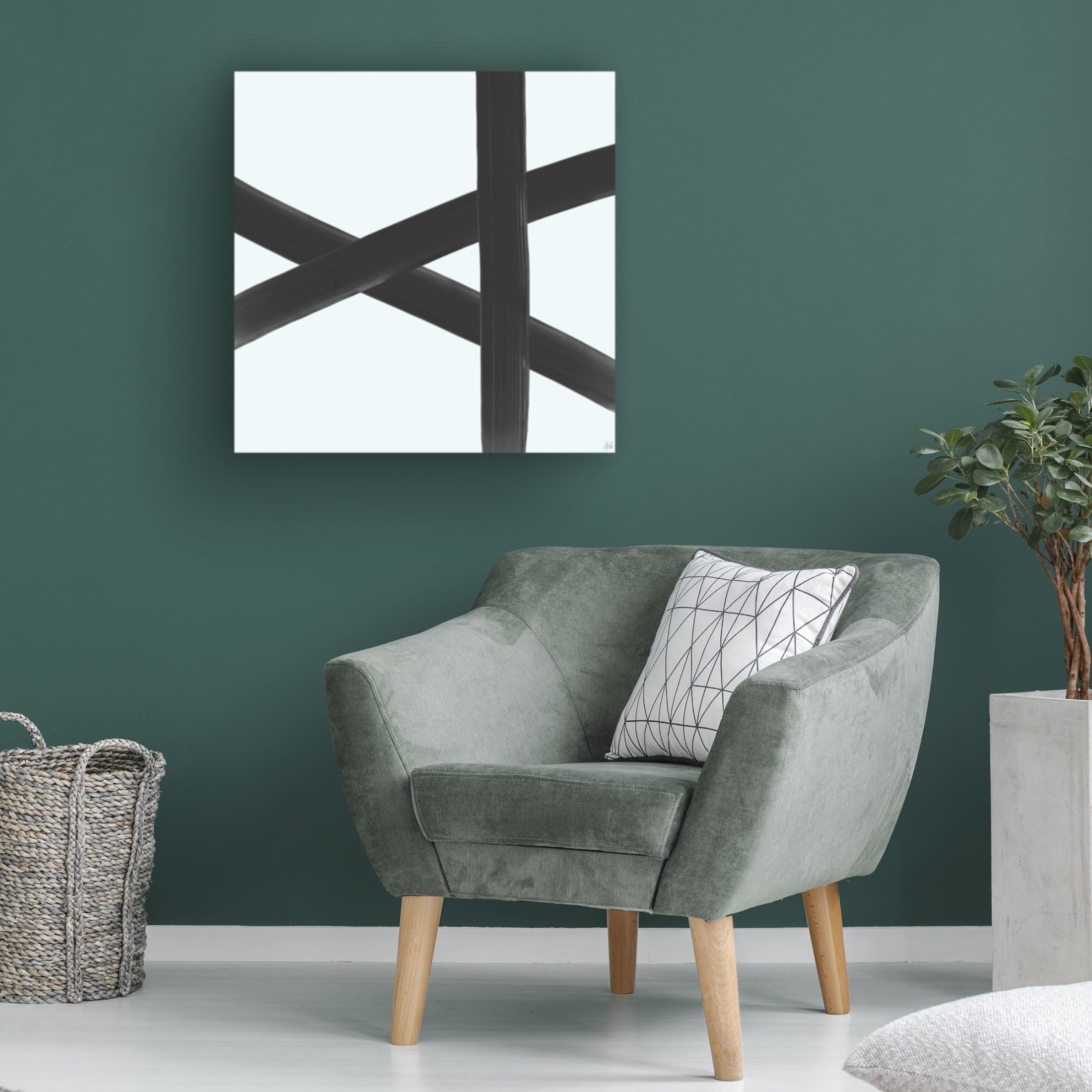 Canvas Wall Art - Line and Brush 'Three Brushed Lines 3' Wall Art for Living Room, Bedroom, or Office Décor by Trademark Fine Art - 35 x 35 Inches
