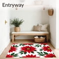 thumbnail image 3 of ODIKA 4'x6' Machine Washable Non-Slip Area Rug, Poinsettia Bloom with Seasonal Flower Arrangement High Traffic Rug, Red, 616611, 3 of 7