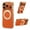 Orange, variant on Designed for iPhone Air Case with Ring Holder Stand, PU Leather Hybrid PC + Metal Phone Case Support Magnetic Car Mount, Military Grade Protection with Ring Grip for iPhone Air, Red