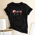 thumbnail image 2 of Qertyioot Femmes Noël Vin Verre Imprimé Manches Courtes T-shirt Décontracté Col Rond Pulls Hauts, 2 of 4