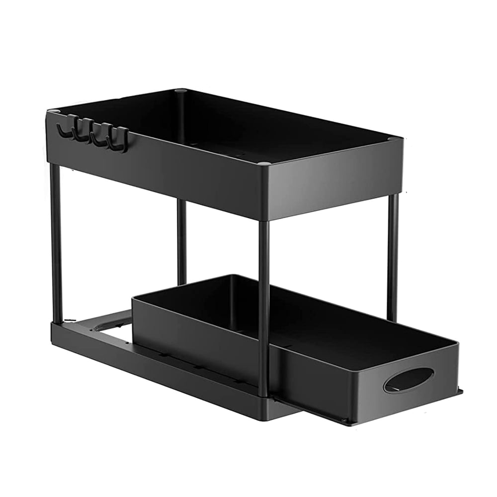 Under Sink Storage Rack, 2 Tier Sliding Under Basket Storage