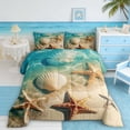 thumbnail image 2 of Manfei Beach Seashell Starfish Underwater Queen Comforter Set for Kids Boys and Girls, Coastal Ocean Print Bedding Comforter Set, Reversible 3 Pieces, 1 Comforter and 2 Pillowcases, 2 of 6
