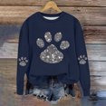 thumbnail image 2 of Iroehba Sweatshirt for Women Long Sleeve Crew Neck Printed pullover Paw Print Drop Shoulder Modern Cut Soft Comfy Casual Outfit, 2 of 4