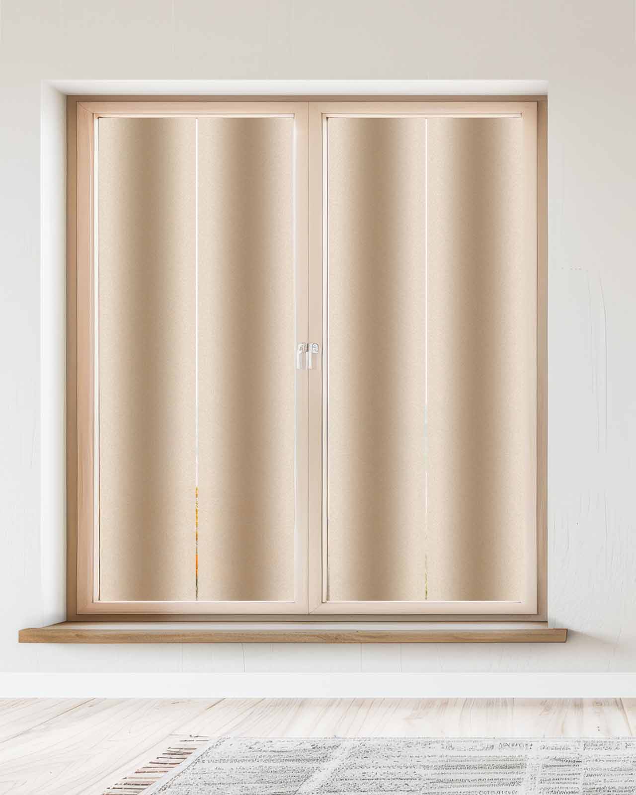 Window Privacy Film Beige Ombre Stained Glass Window Film Decorative Sun Block Window Cover Khaki Modern Art Farmhouse Window Clings Static Adhesive Sticker for Bathroom 23.6"x59"