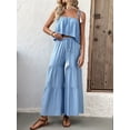 thumbnail image 2 of Women'S 2 Piece Outfits Linen Pants Jumpsuit Matching Lounge Set Casual Summer Beach Vacation Trendy Clothes Blue XL, 2 of 8