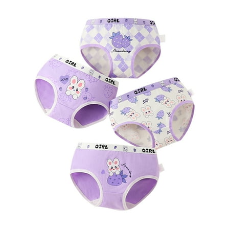 

4 Packs Toddler Girls Cotton Brief Underwear Girls Breathable Panties Size 2-9T