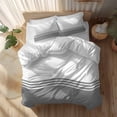 thumbnail image 2 of Modern Art Duvet Cover Set Twin Size Grey White Simple Striped Farmhouse Soft Lightweight Comforter Covers 4 Piece Bedding Set with 1 Duvet Cover 1 Bed Sheet & 2 Pillow Shams, 2 of 8