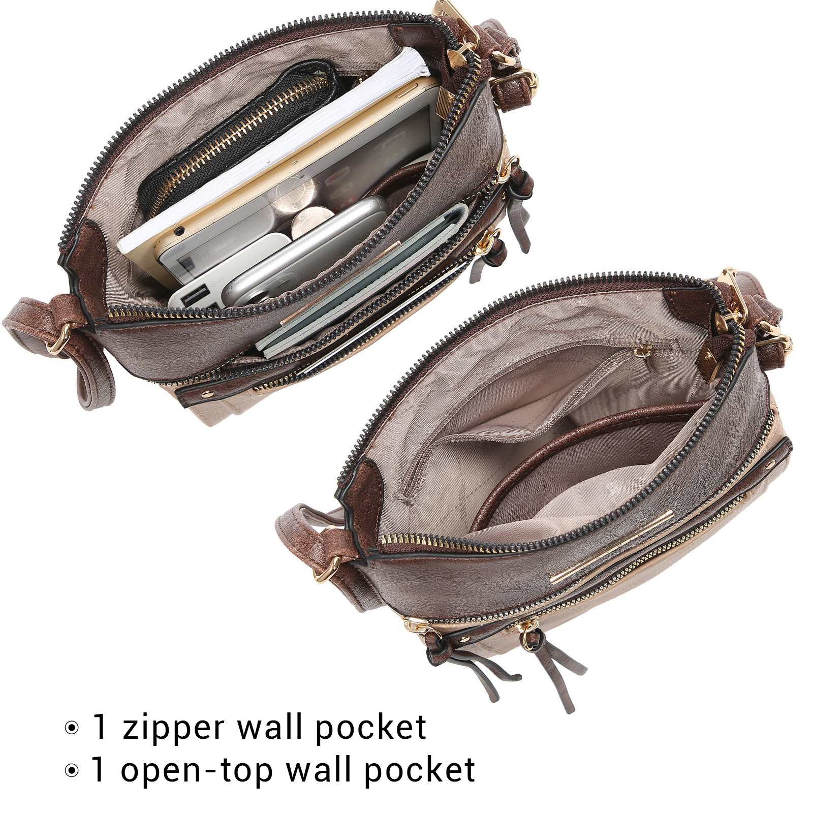 Dasein Women's Beige Vegan Leather Crossbody Bag photo 4