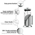 thumbnail image 5 of French Press Coffee Maker, 304 Stainless Steel French Press with 4 Level Filtration System & Scale Line, Heat Resistant Borosilicate Glass Coffee Press for Camping Travel, Dishwasher Safe, 34 Ounce, 5 of 8