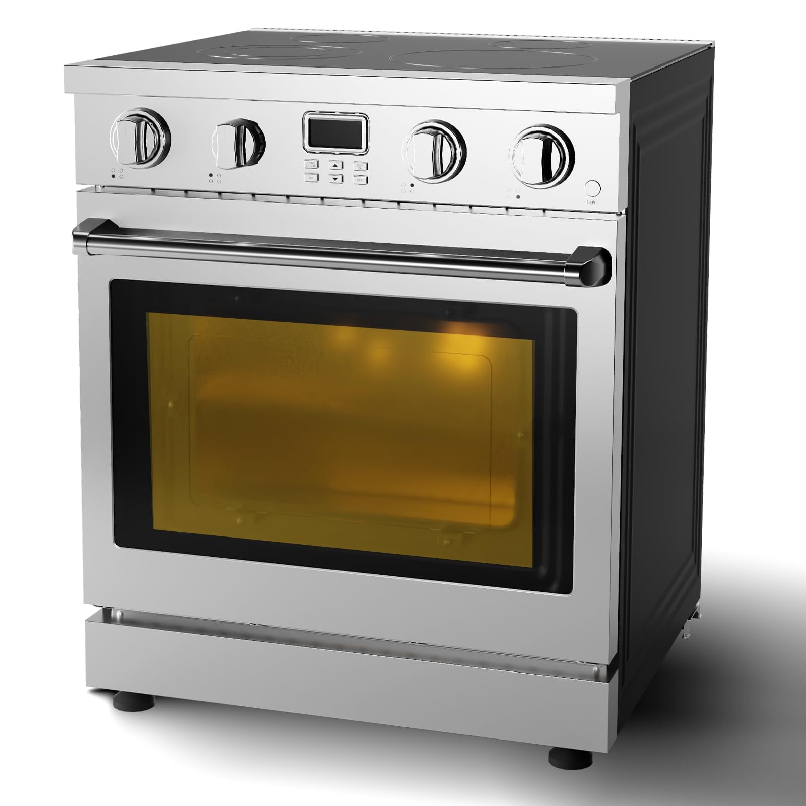 30" Electric Range with 4 Heating Elements Convection Oven 4.8 Cu. Ft. Capacity, 6 Functions - Professional Electric Range Oven with Smooth Glass Top