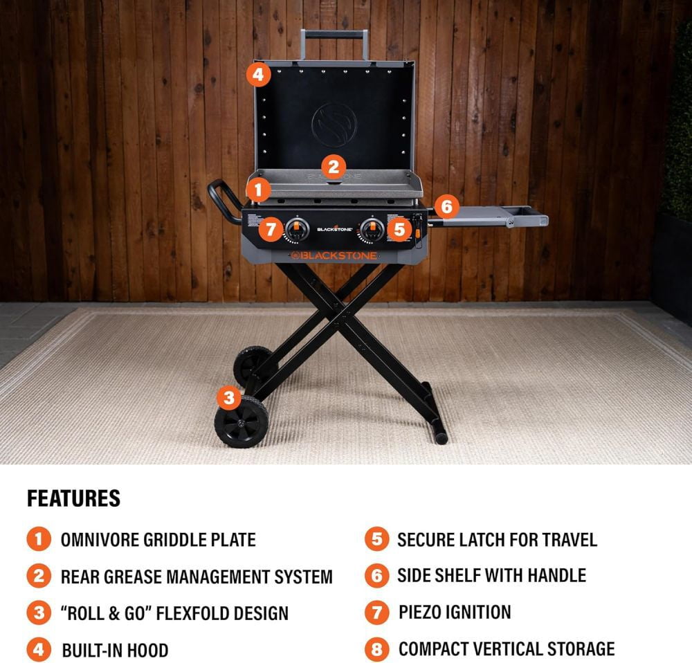 Blackstone Culinary 22 Inch 2 Burner Liquid Propane Griddle With Flex-Fold Legs