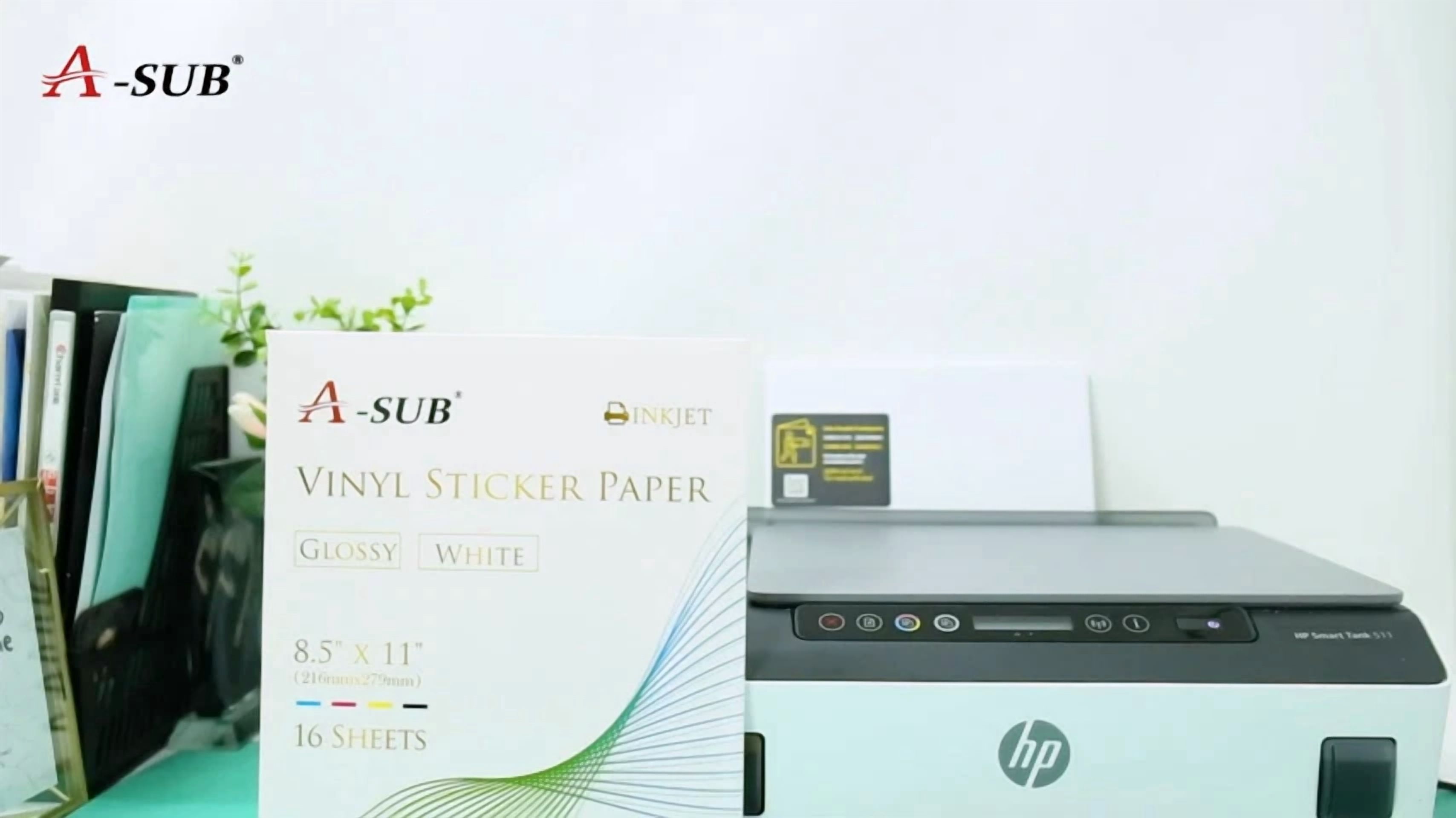 CRESTIN- 25 Pk Waterproof Printable Vinyl Sticker Paper For Inkjet Printers Glossy White