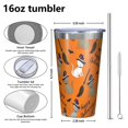 thumbnail image 4 of 16oz Tumblers Halloween Cats and Brooms Pattern Stainless Steel Vacuum Insulated Double Wall Travel Tumbler Cups Mug with Lid and Straw,Cleaning Brush for Coffee,Tea, 4 of 4