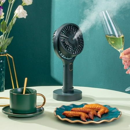 

Portable Handheld Misting Fan Rechargeable Personal Mis-ter Fan With Nightlight Battery Operated Spray Water Mist Fan For Travel Outdoors Hiking Camping