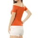 thumbnail image 4 of INSPIRAR CHIC Blusa de Mujer de Manga Corta Off the Shoulder de Longitud de Cadera Sólida XL Naranja, 4 of 7