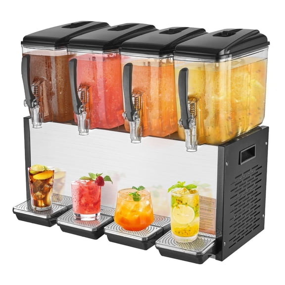 Commercial Juice Dispenser 12L x 4 Tanks - Cold Beverage Machine