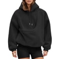 thumbnail image 7 of Women's Oversized Fuzzy Pet Carrier Hoodie, Soft Sherpa Dog Cat Pocket Hooded Sweatshirt for Pet Owners Daily Autumn Winter Loungewear Outfits(Black/XXXL), 7 of 7