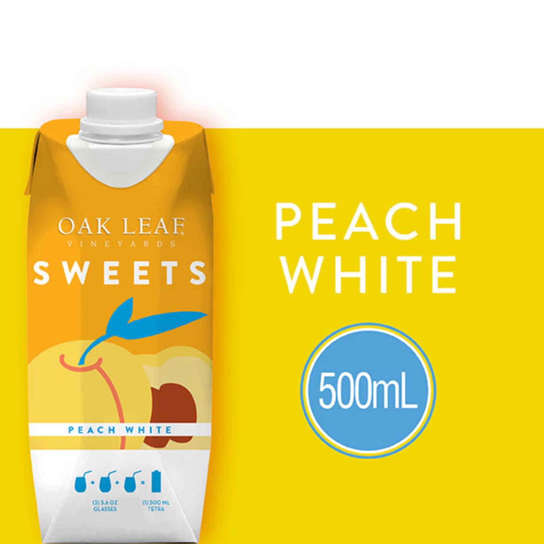 Oak Leaf Vineyards Sweets Peach White California Flavored Wine, 500 ml Tetra-Pak, 8.5% ABV