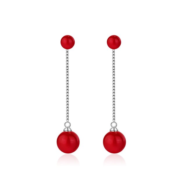 Pendiente Sonducket de Perla de Imitación Gota Bola Roja Joyería Linda AP016939-01