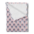 thumbnail image 2 of Ethnic Soft Flannel Fleece Throw Blanket, Ikat Inspired Illustration of Strokes and Stripes Bohemian Feels, Cozy Plush for Indoor and Outdoor Use, 70" x 90", Night Blue Dark Coral, by Ambesonne, 2 of 5