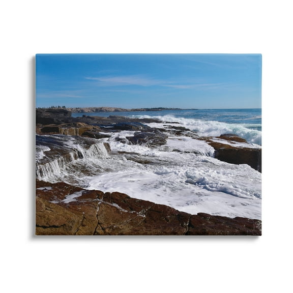Stupell Industries Ocean Cliff Waterfall Nature Photography Gallery Wrapped Canvas Print Wall Art, 30 x 24