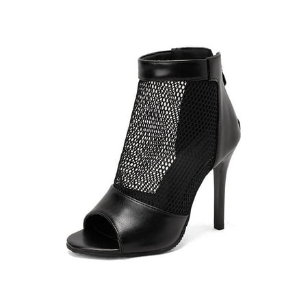 

Colisha Ladies High Heels Back Zipper Stiletto Sandals Peep Toe Dress Pumps Shoes Work Fashion Boots Cutout Heeled Sandal Black 11