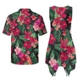 thumbnail image 3 of Psesaysky Hawaii Red Hibiscus Palm Midi Dress for Women Summer Aloha Shirts for Men Husband and Wife Matching Clothes Couple Party Outfits Sets Flared Tunic Dress Mens T Shirt for Beach, 3 of 7
