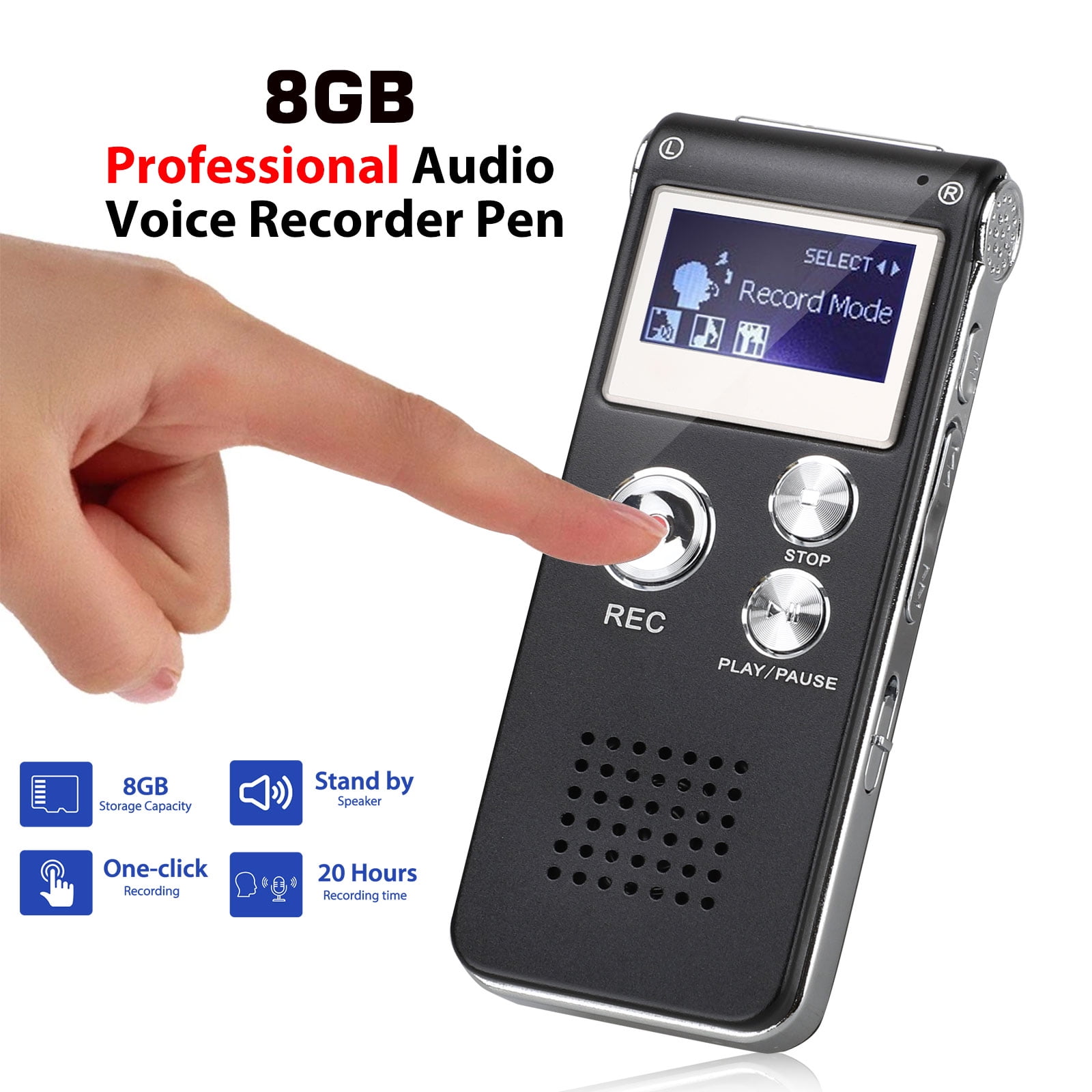 Digital Voice Recorder Easy Operation Recording Device for Lecture Meeting Interview Voice Activated Surfans 16GB PCM HD Stereo Noise Reduction Recorder with Playback