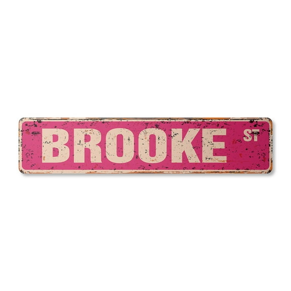BROOKE Vintage Aluminum Street Sign Childrens Name Room Metal Sign rustic metal tin | Indoor/Outdoor |  18" Wide