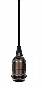 Medium Base PLT 80-2271 - Antique Pendant Light Socket 6 ft Keyless 18/2 Black Gauge Wire Polished Nickel 
