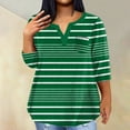 thumbnail image 2 of ADSSDQ Plus Size Tops For Women 4X-5X With Pocket 3/4 Sleeves Striped T-Shirt Compression Shirts Woman V Neck Tunic Tops Loose Fit Elbow Length Retro Fall Sweatshirts Army Green XL, 2 of 5
