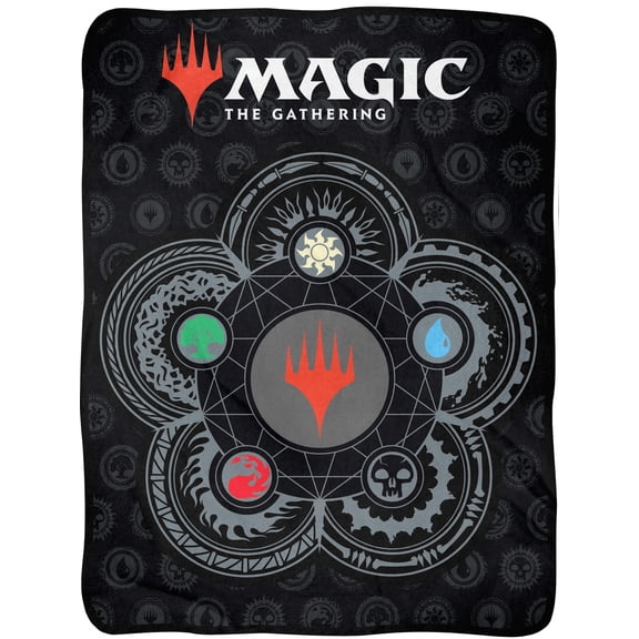 Magic The Gathering Throw Blanket - Ability Emblem Crest Fuzzy Soft Fleece Throw Blanket For Bed or Couch 46" X 60"