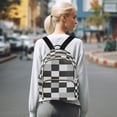 thumbnail image 7 of FORMRS Mini Backpack Purse for Women Quilted Travel Daypack Casual Shoulder Bag, Black and Gray Plaid Pattern, 7 of 7