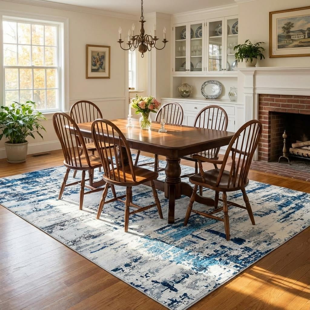 HOMERRY Area Rug 5' x 7' Modern Abstract Rug for Living Room Washable Soft Indoor Floor Carpet, Blue