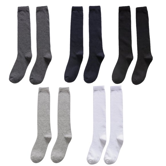 5 Pairs Knee High Socks Casual Elastic Tube Socks over the Calf Socks for Men
