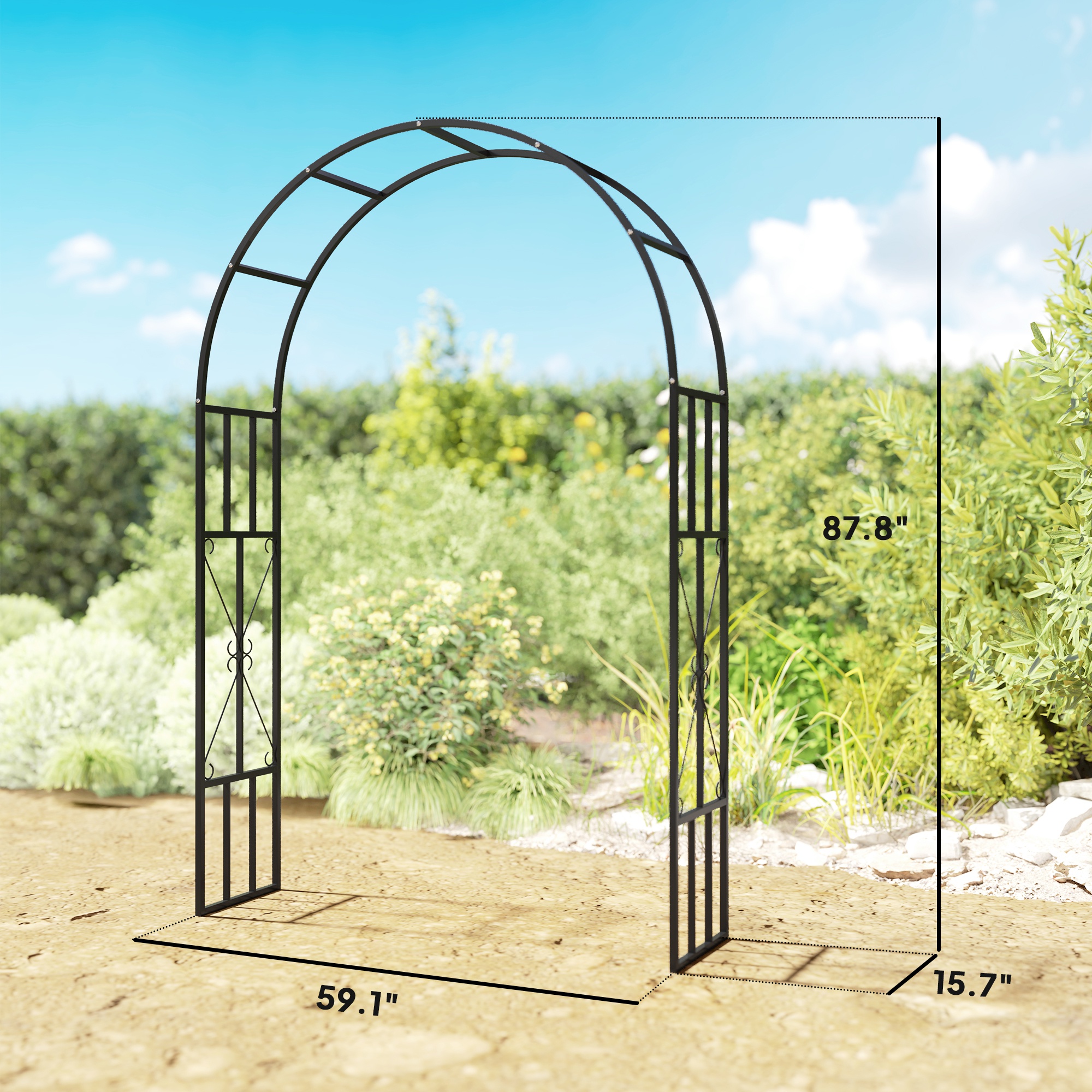 Garden Arbor Trellis, Steel Garden Arch Trellis for Climbing Plants Roses Wisteria Vines, Flower Arch Wedding Arch Stand