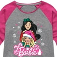 thumbnail image 3 of Barbie - Holidays & Christmas - Friends Celebration - Toddler & Youth Girls Raglan Graphic T-Shirt, 3 of 4