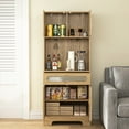 thumbnail image 3 of Kepooman Tall Pantry Buffet Cabinet Freestanding Hutch Cupboard for Home, Kitchen,Tall Freestanding Liquor Cabinet Bar for Kitchen, Dining Room, 3 of 12