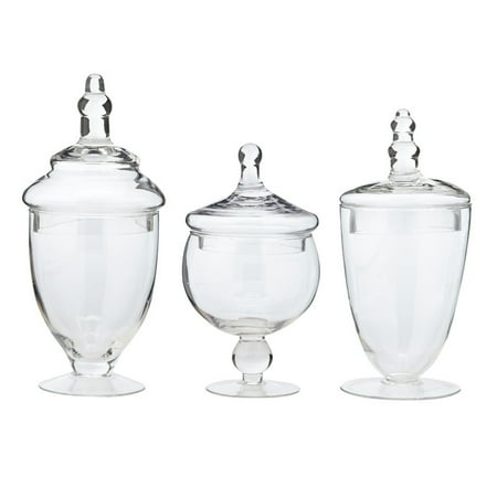 Apothecary Jars, Assorted Set of 3 (16 oz, 20 oz, and 24 oz)