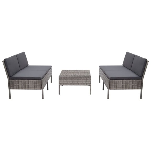 vidaXL Patio Furniture Set 5 Piece Patio Sectional Sofa with Table Poly Rattan