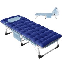 ABORON Tanning Chair with Face & Arm Holes,5 Position Adjustable Sleeping Cots with Mattress & Pillow, Folding Camping Cot, Foldaway Guest Bed, Folding Lounge Chair