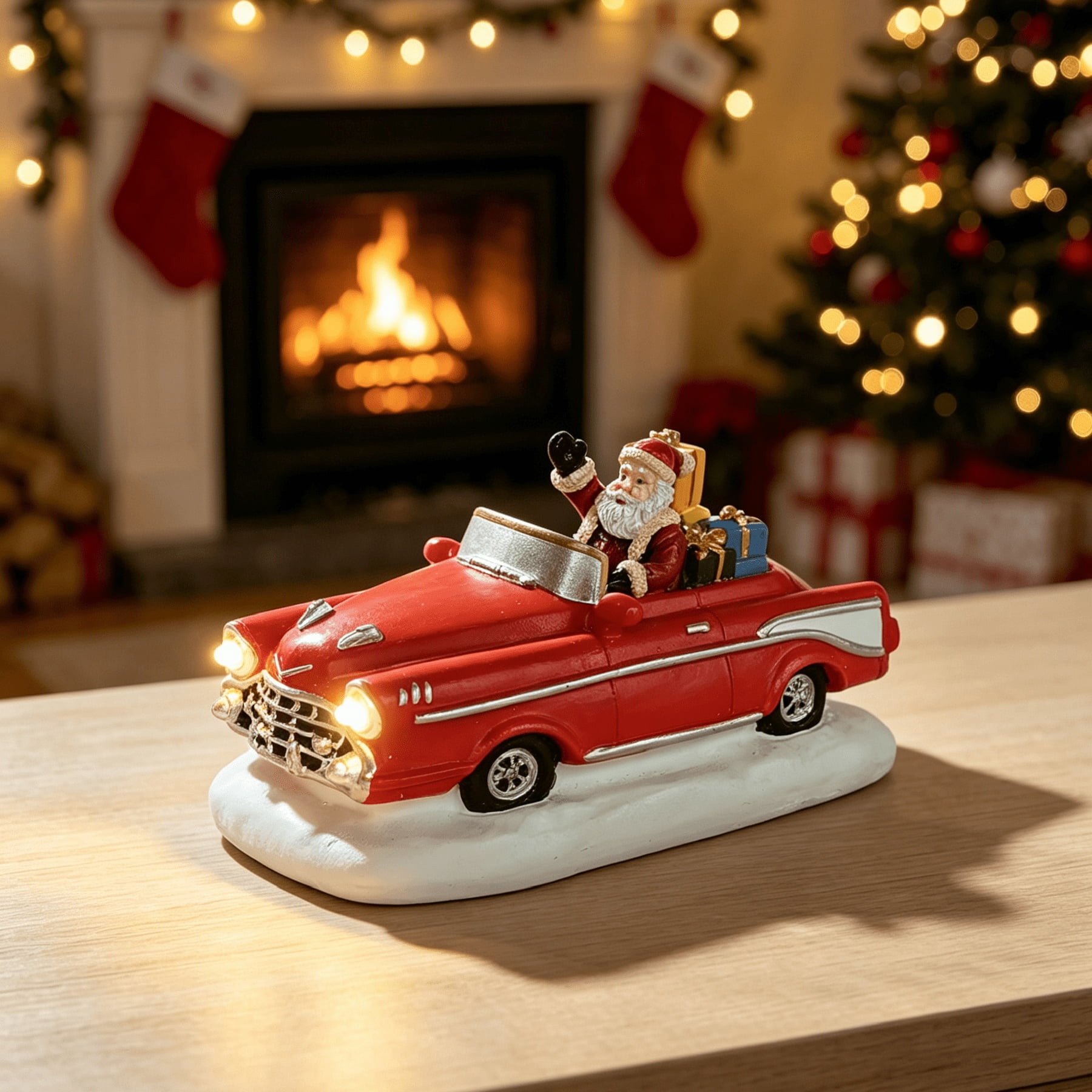 Light-Up Santa's Joyride Christmas Village Decorative Figurine, Multicolor, 2.8", by Holiday Time