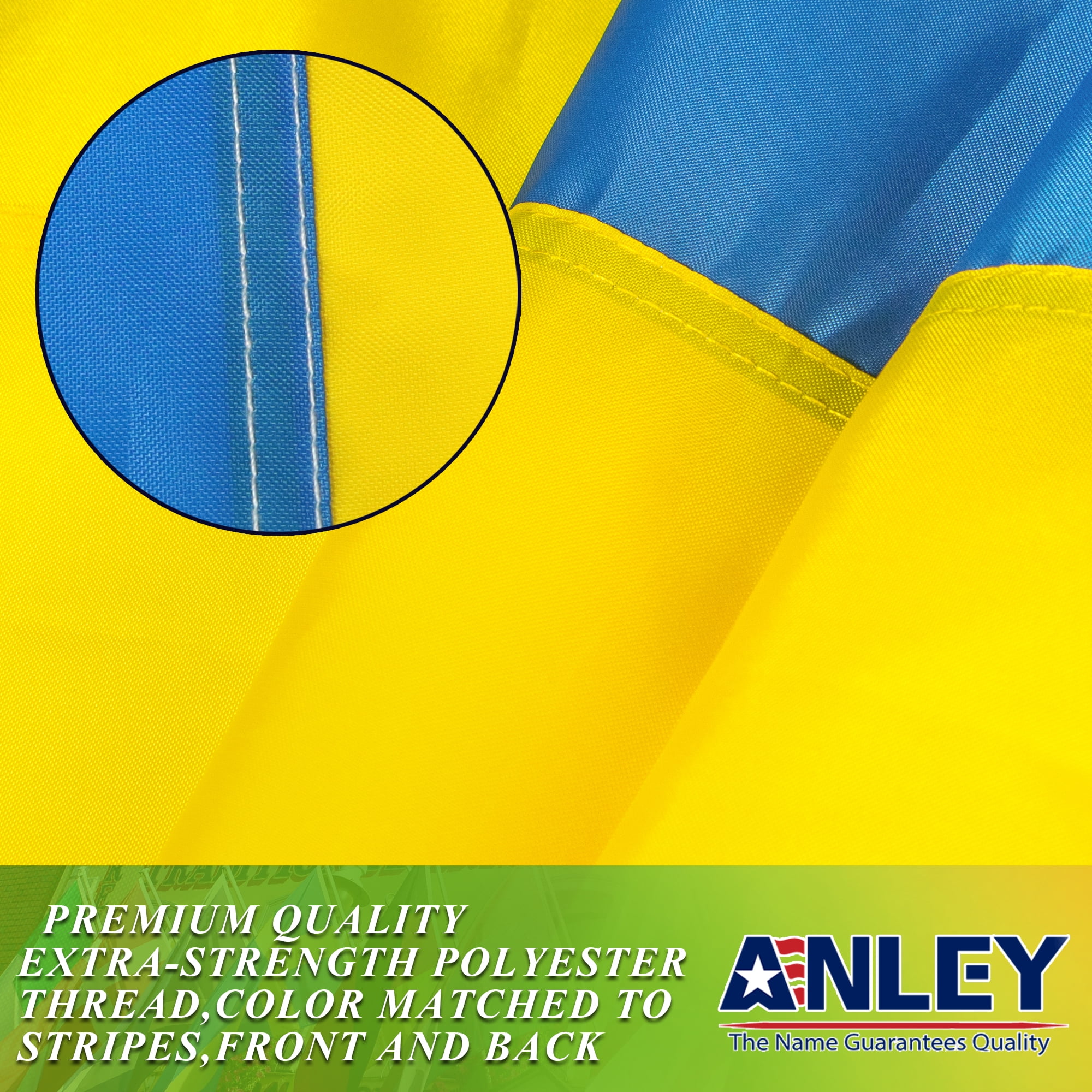 (2 pack) Anley EverStrong Series Embroidered Ukraine Flag 3x5 Ft - Ukrainian National Flag