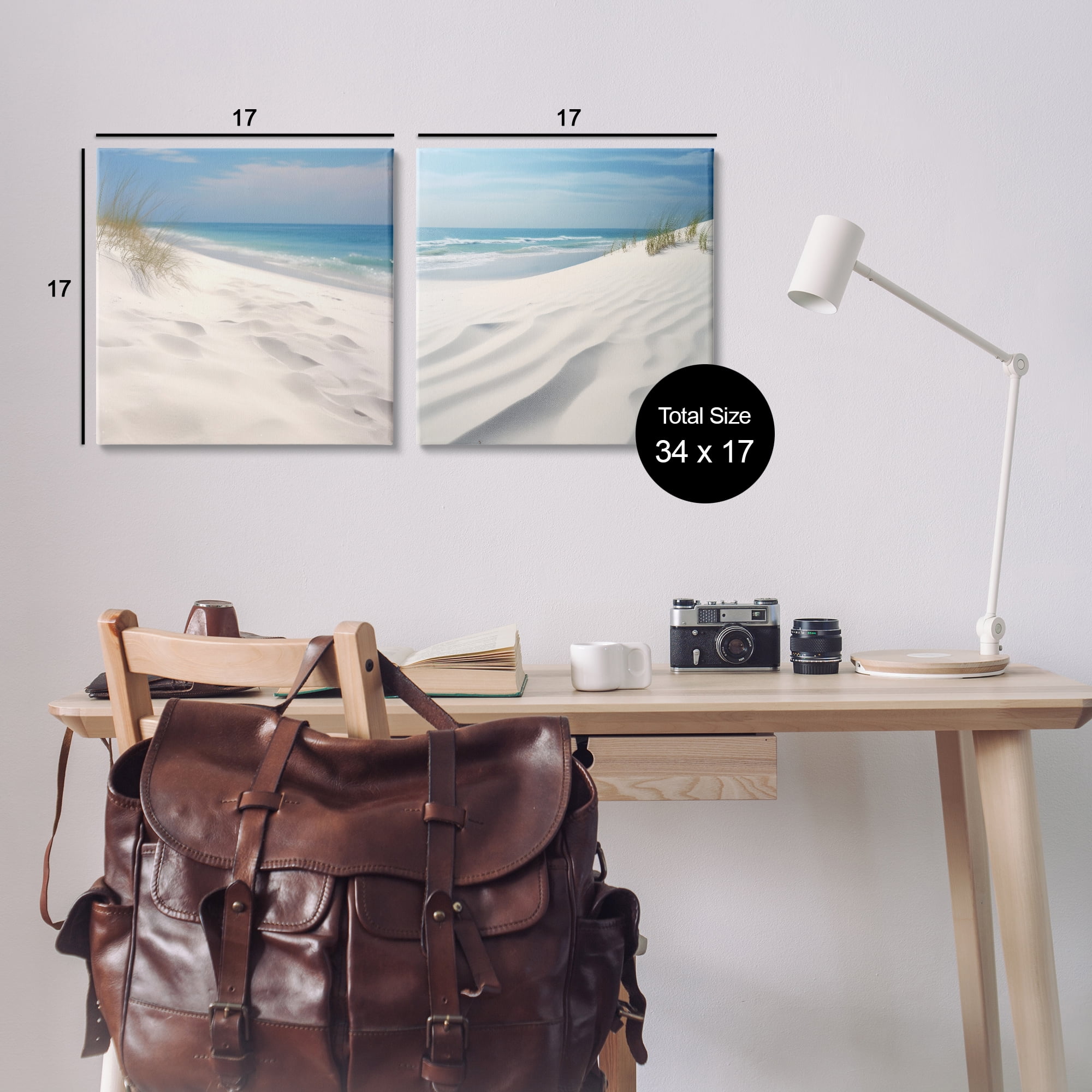 Stupell Industries Serene Beach Sand Dune Landscape & Nature Photography Wrapped Canvas Art Print Wall Art, 17 x 17, Set of 2