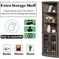 thumbnail image 4 of LUXOAK Curved Corner Storage Cabinet, 65" Bookcase with Doors, Espresso, 4 of 7