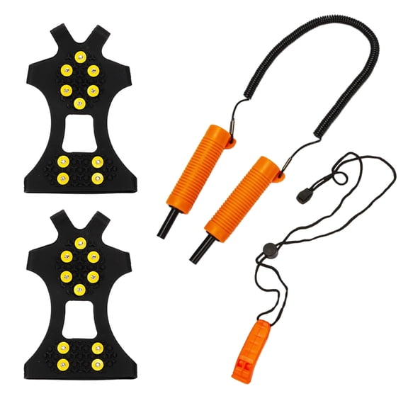 ANXPTIME Retractable Ice Pick Set Ice Safety Pick Emergency Non-Grip Spikes with Whistles