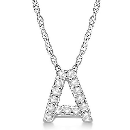 - Petite Pave Diamond Initial Pendant Necklace 14k White Gold